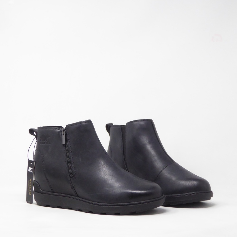 NEW Sorel Womens Evie II Zip Boots Black Leather Waterproof NL5025-010 Size 10